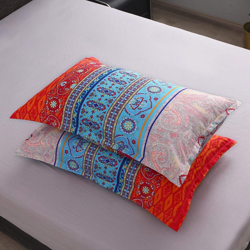 Pangzi Bohemian Sheet Set,Retro Bed Sheets 16 inch Deep Pockets,1 Fitted Sheet, 1 Flat, 2 Pillow Cases - 4 Piece (Queen, A) - Image 2